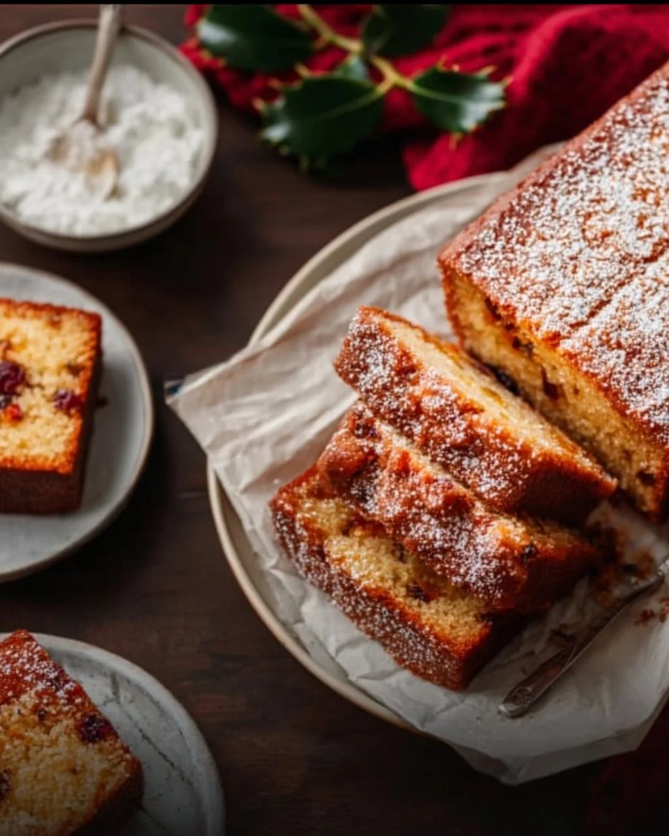 Festive Fruitcake Cranberry Christmas Cake decorated with seasonal fruits and nuts