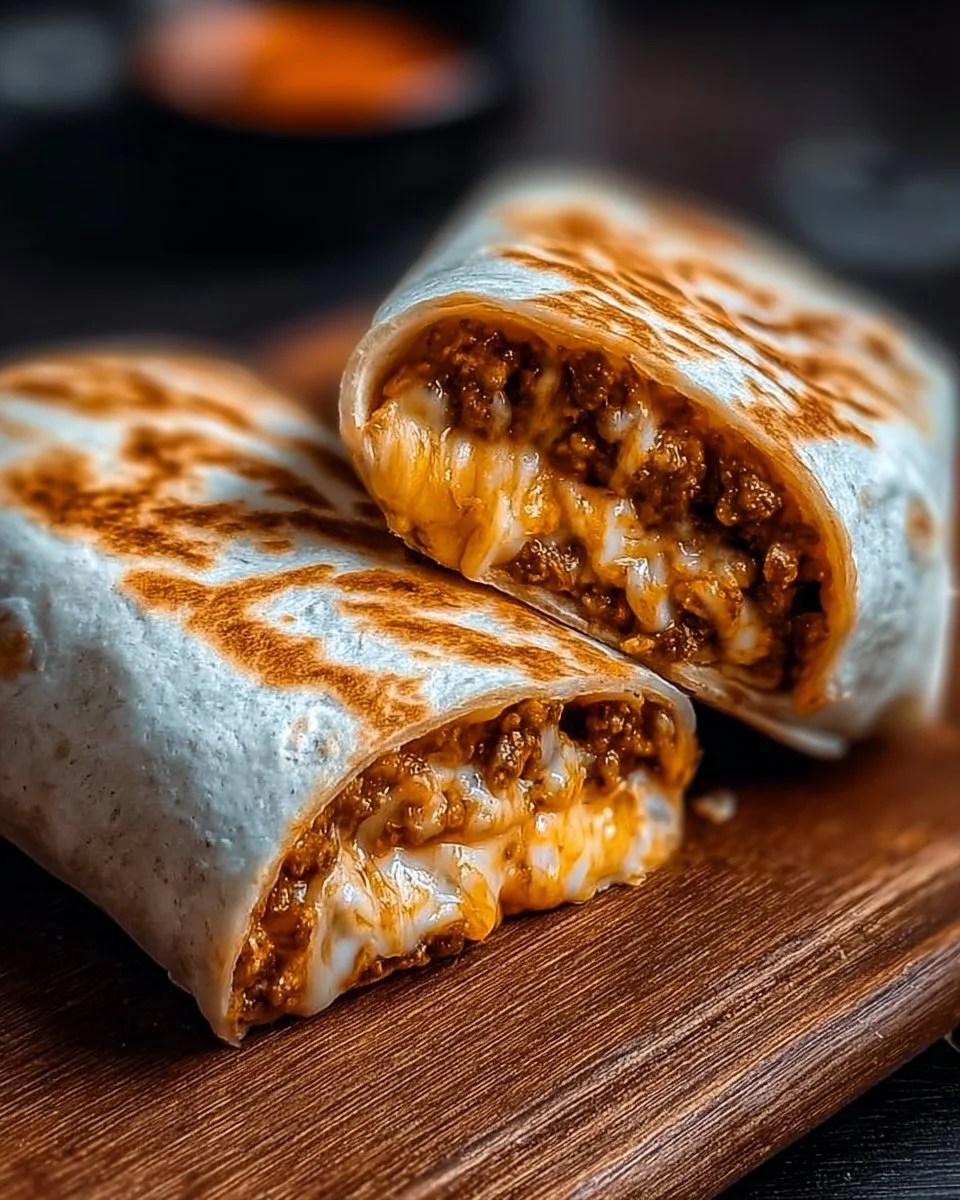 Delicious grilled cheese burrito with melted cheese and crispy tortilla