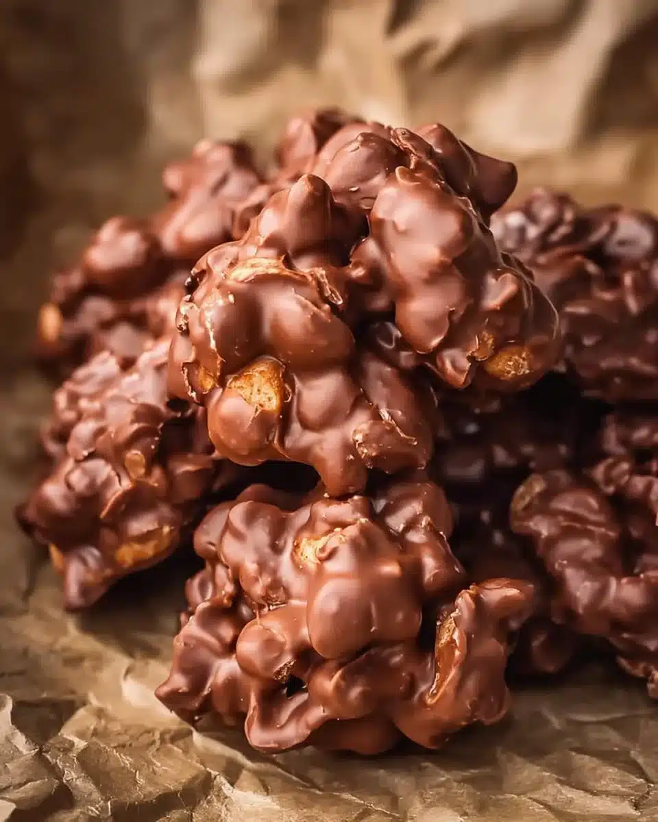 Delicious homemade peanut clusters made with 3 simple ingredients