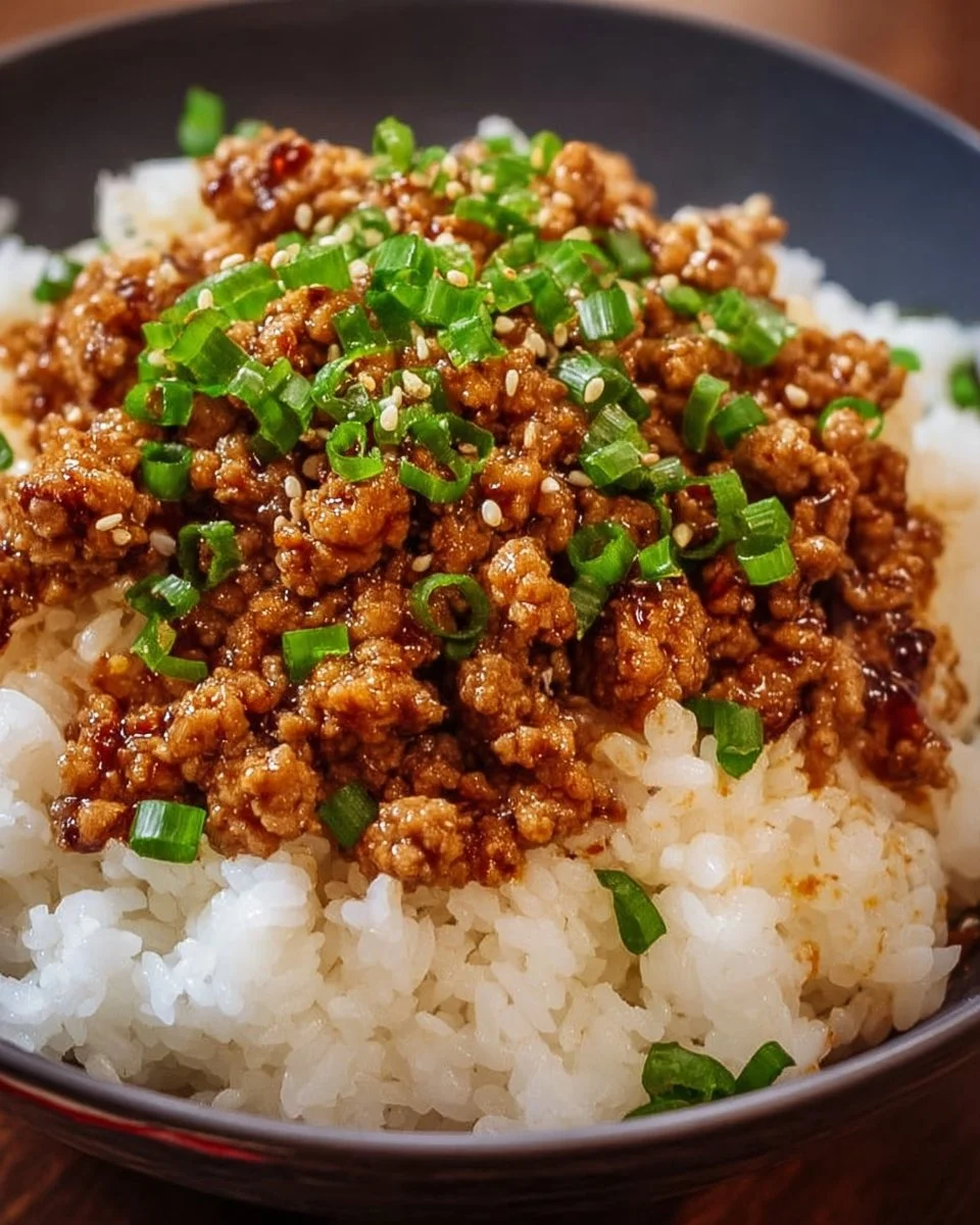 Honey garlic ground turkey served with vegetables on a plate