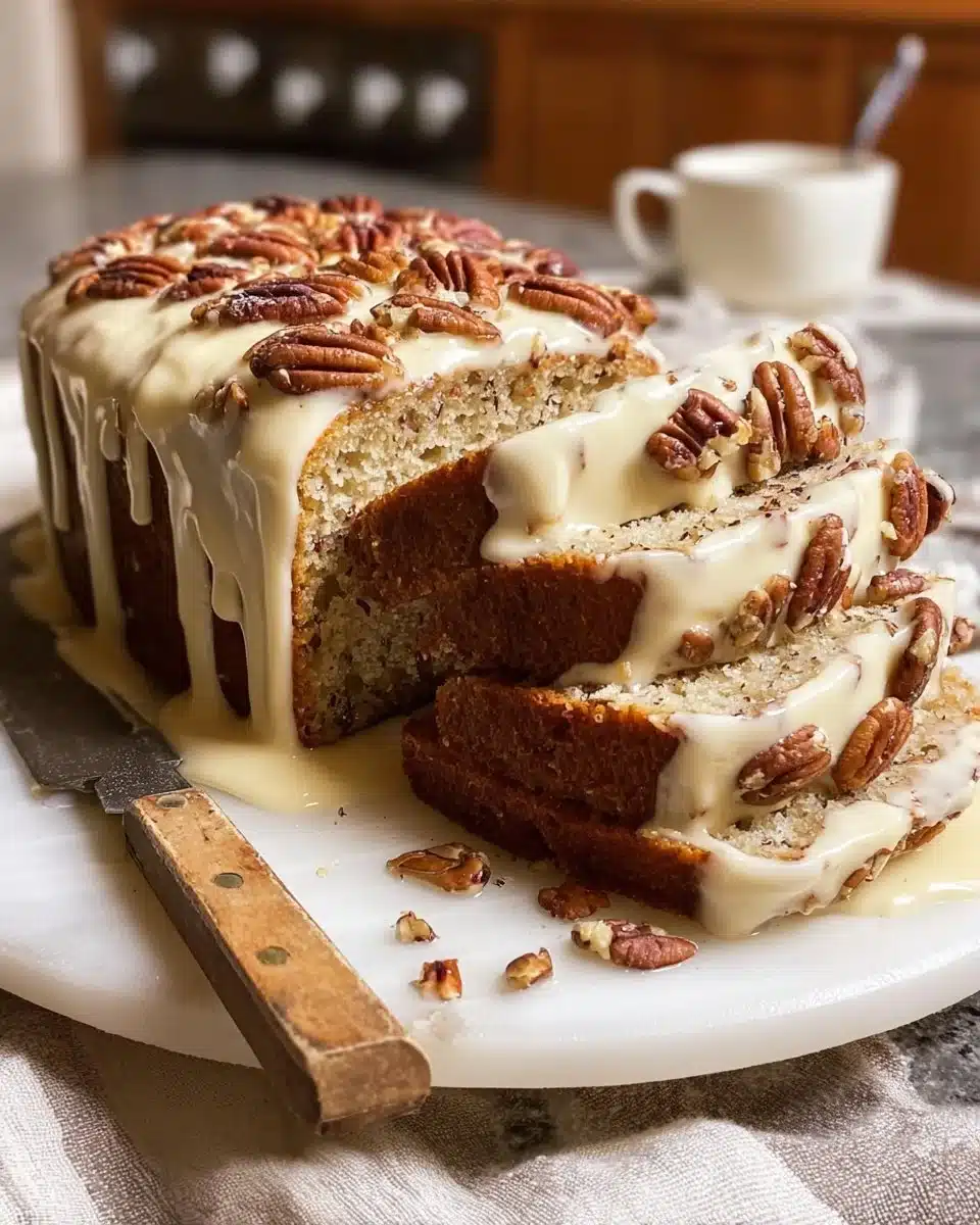 Delicious Keto Butter Pecan Cake topped with crunchy pecans and butter frosting