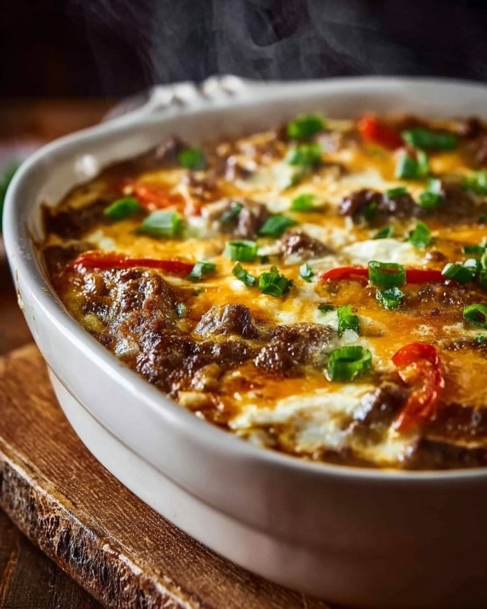Low Carb Philly Cheesesteak Casserole