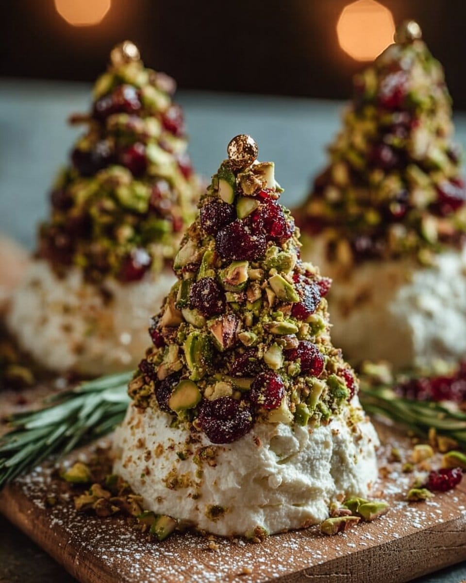 Festive Pistachio-Cranberry Holiday Cheese Trees