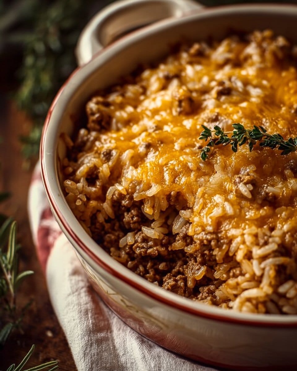 Cheesy Ground Beef and Rice Casserole