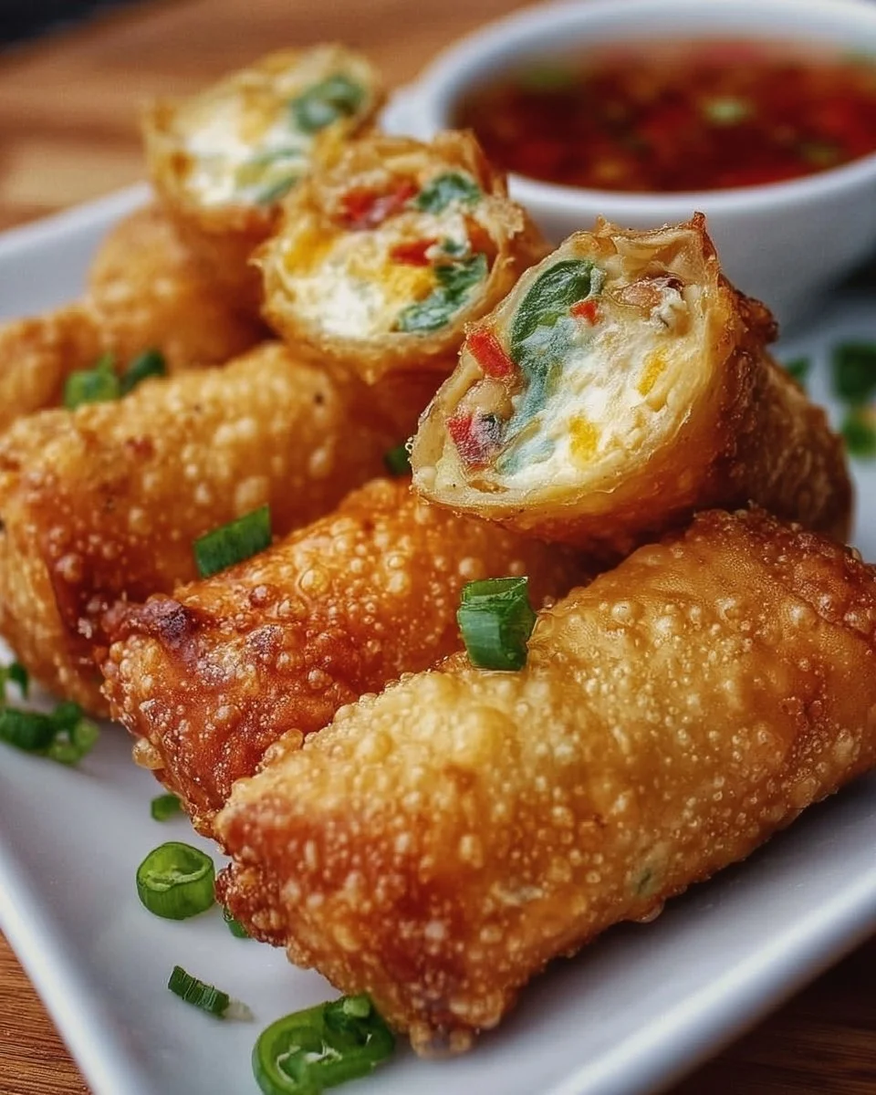 Mini jalapeno popper egg rolls with a crispy golden exterior and spicy filling