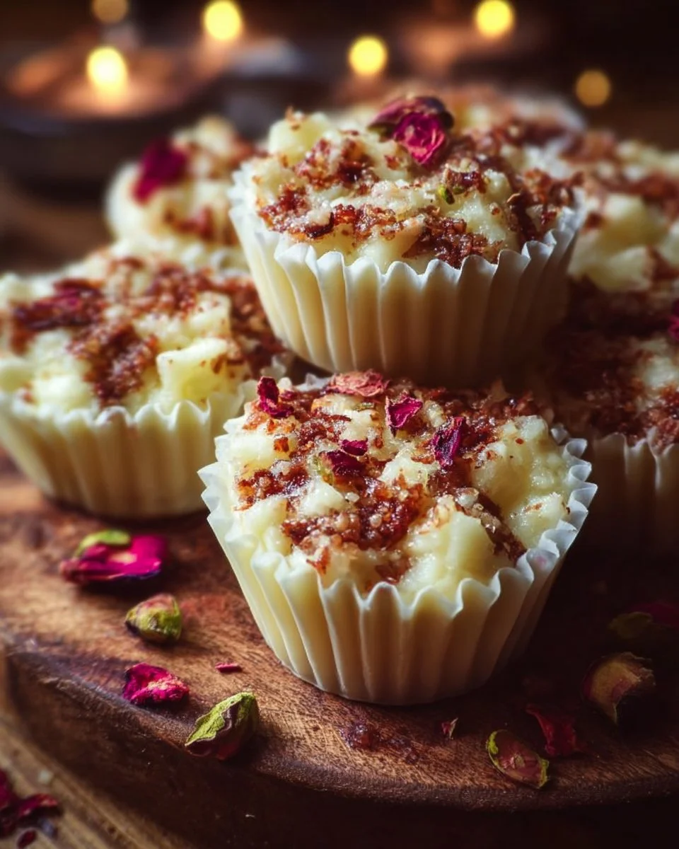 Muffin pan filled with festive white Christmas crackles for the holidays.