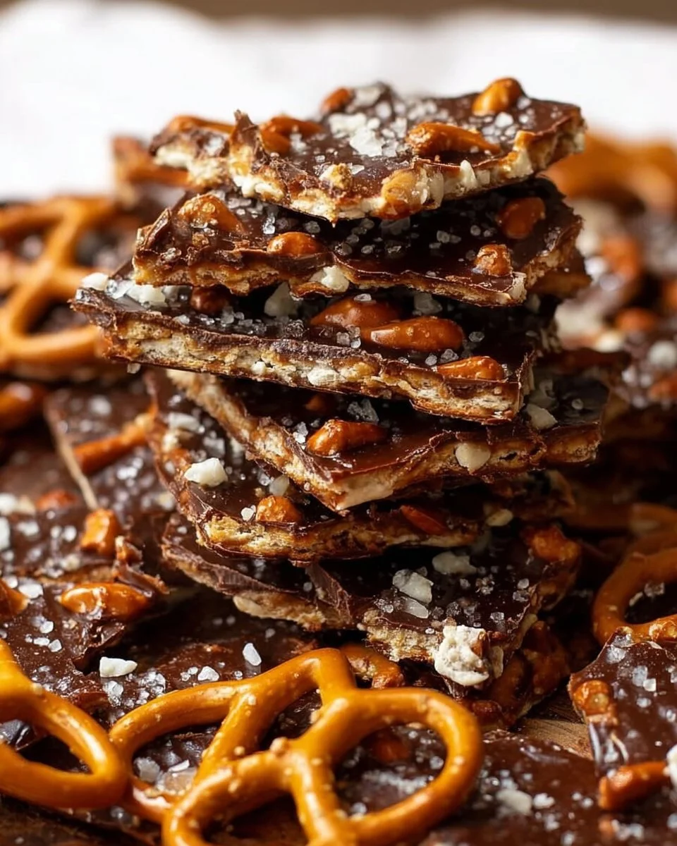 Delicious Pretzel Christmas Crack with caramel and chocolate