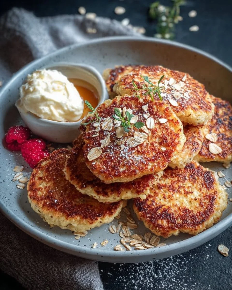 Quark Oat Fritters served with fresh fruit and yogurt