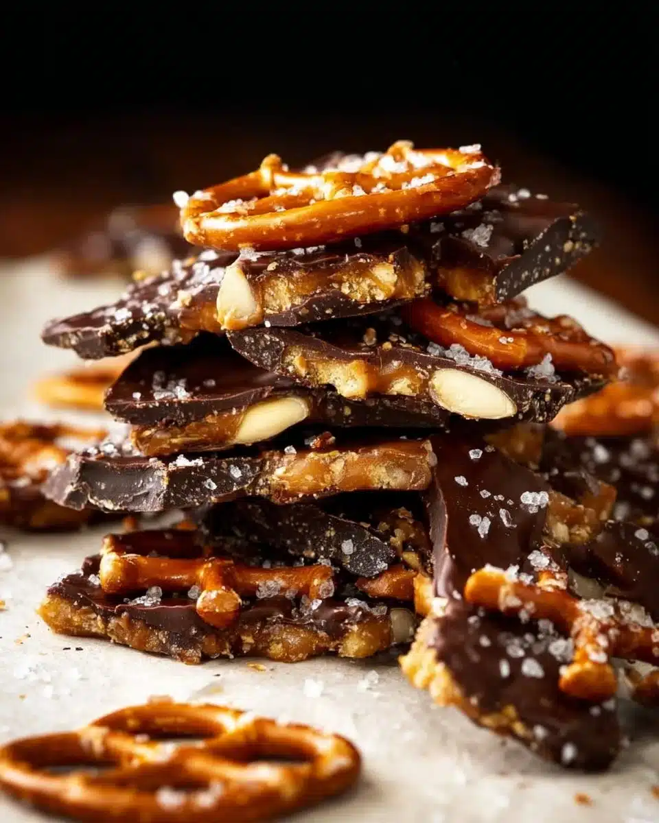 Salty Sweet Pretzel Christmas Crack holiday treat with pretzels and chocolate