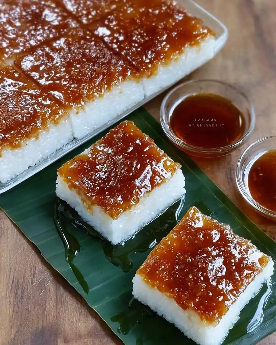 Delicious sticky rice bibingka served warm with toppings