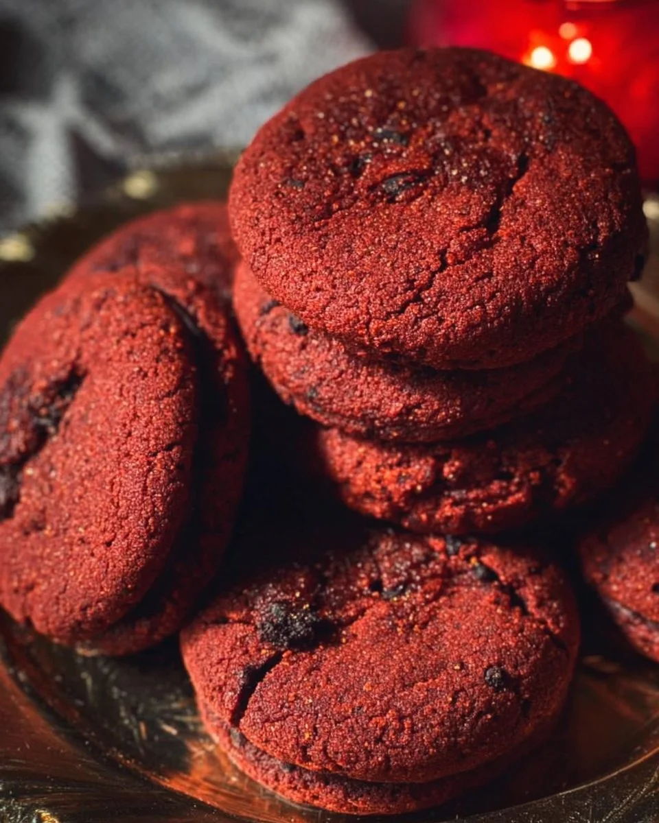 Stranger Things themed Red Velvet Oreo Cookies on a decorative plate