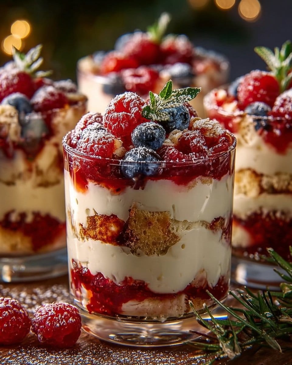 Creamy Christmas Trifle Parfait Shots