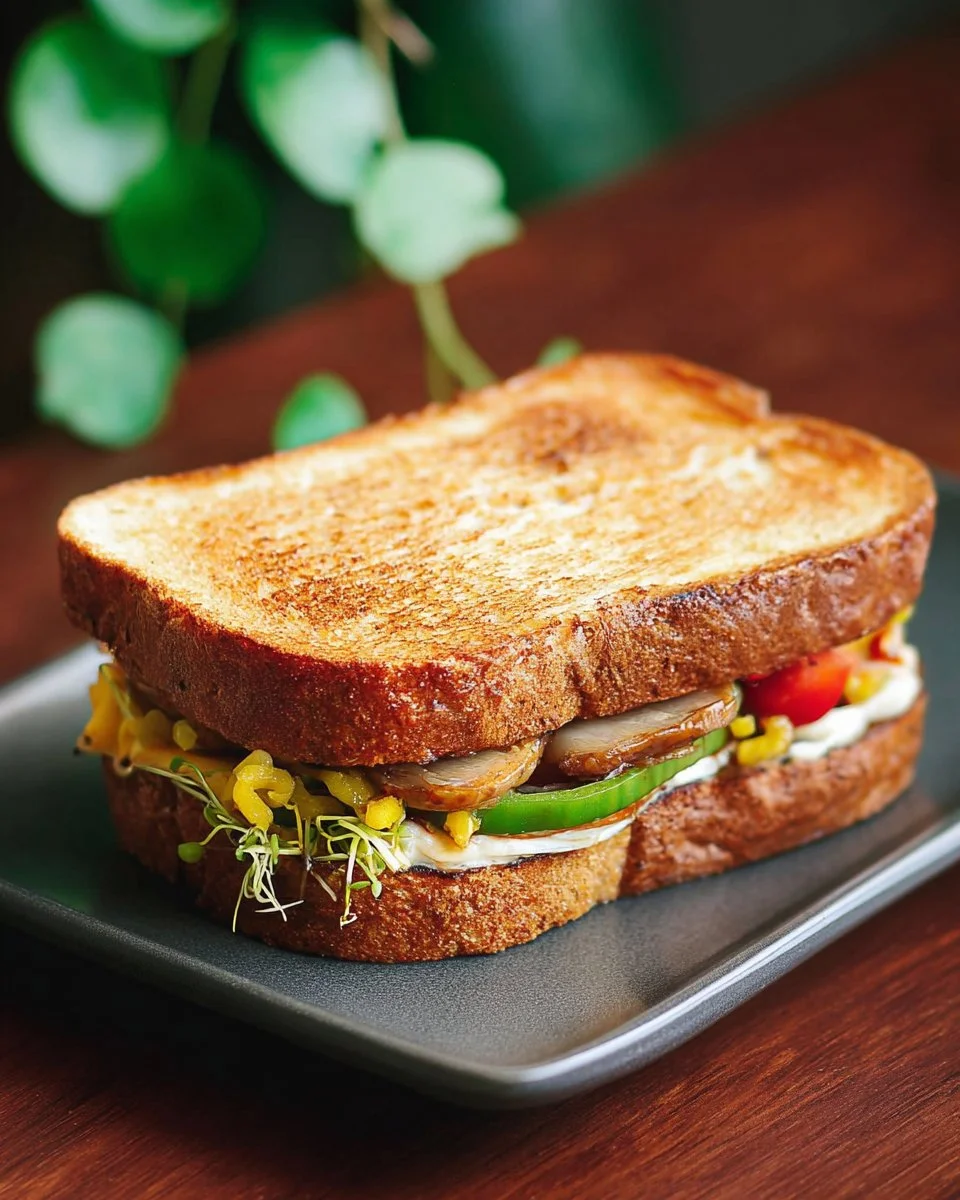 Delicious Veg Sandwich loaded with fresh vegetables and served on whole grain bread.