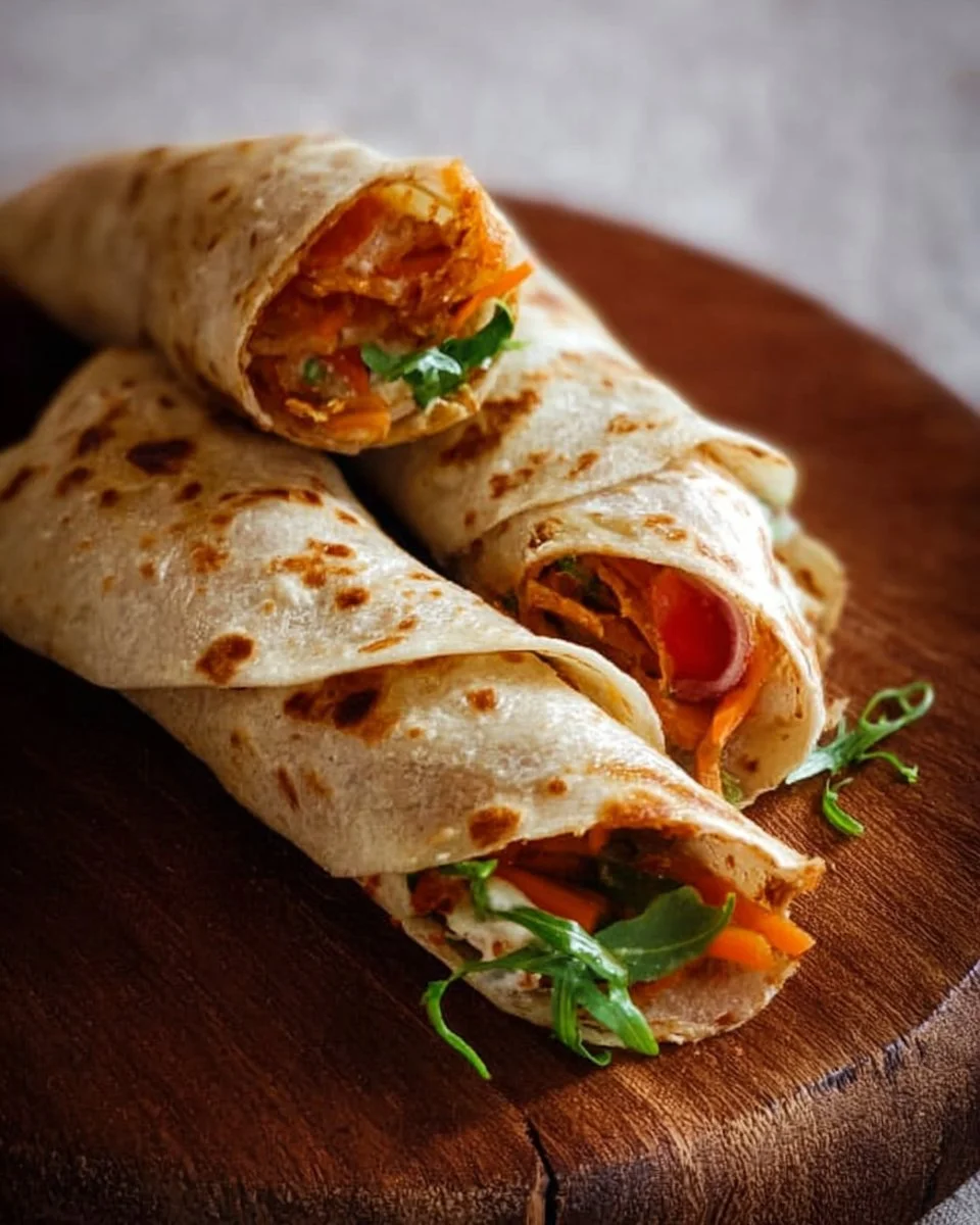 Delicious Vegetable Frankie served with fresh ingredients and spices.