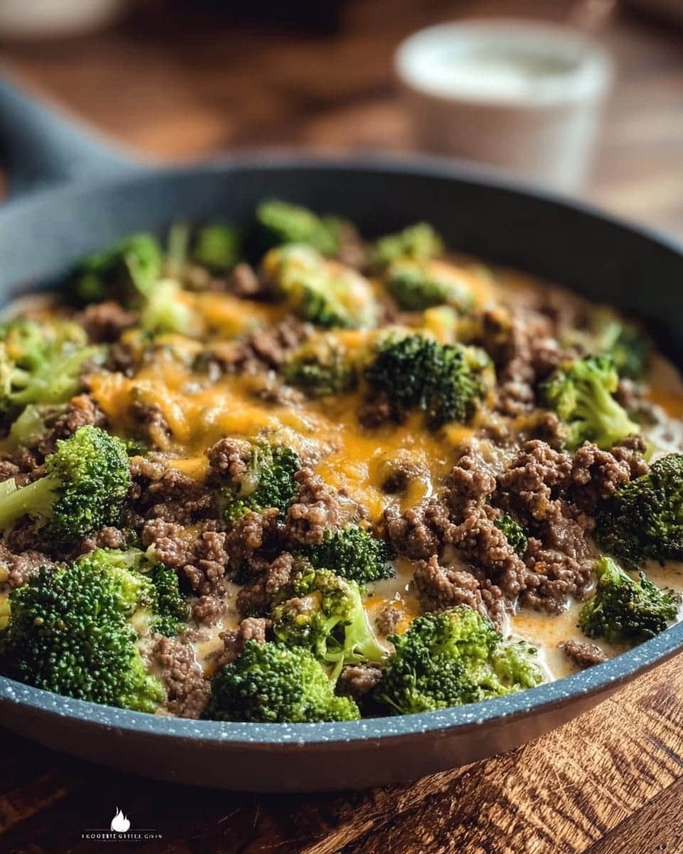 Creamy Cheesy Ground Beef and Broccoli Skillet