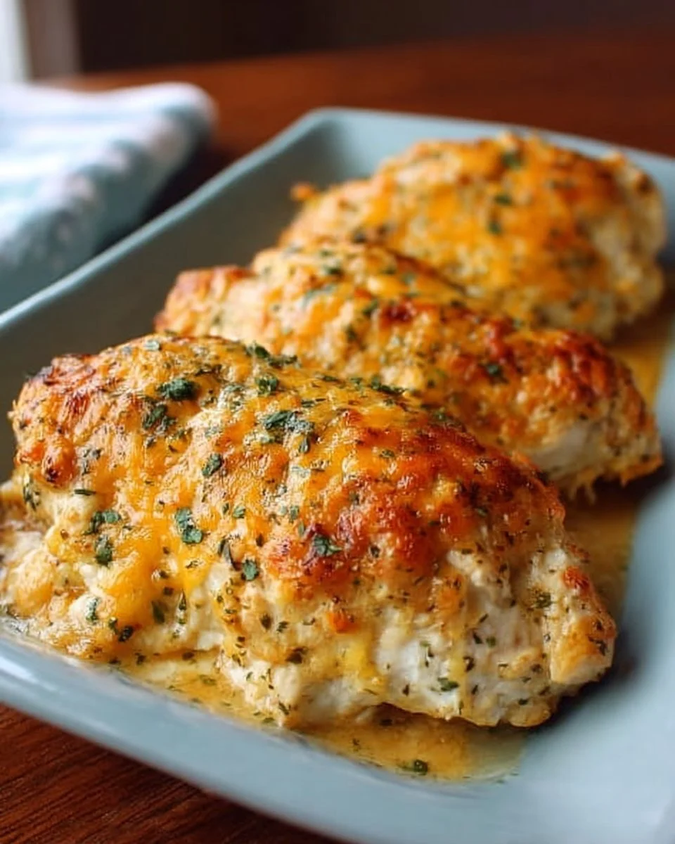 4-Ingredient Ranch Chicken Bake ready to serve on a plate