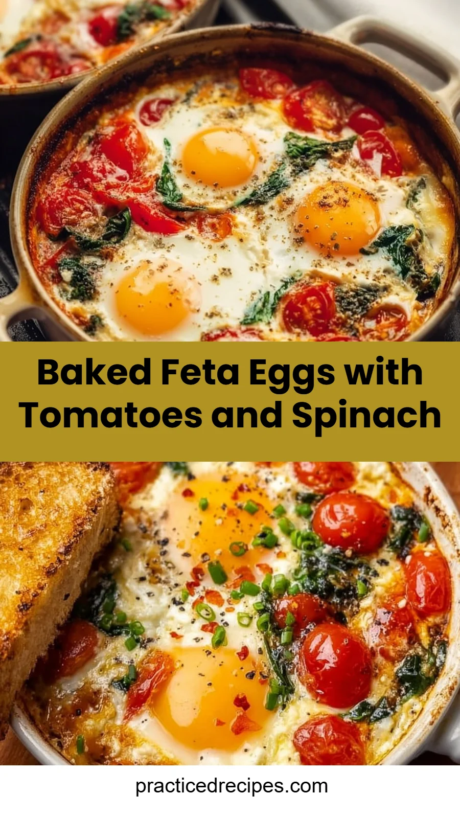 Baked Feta Eggs with Tomatoes and Spinach