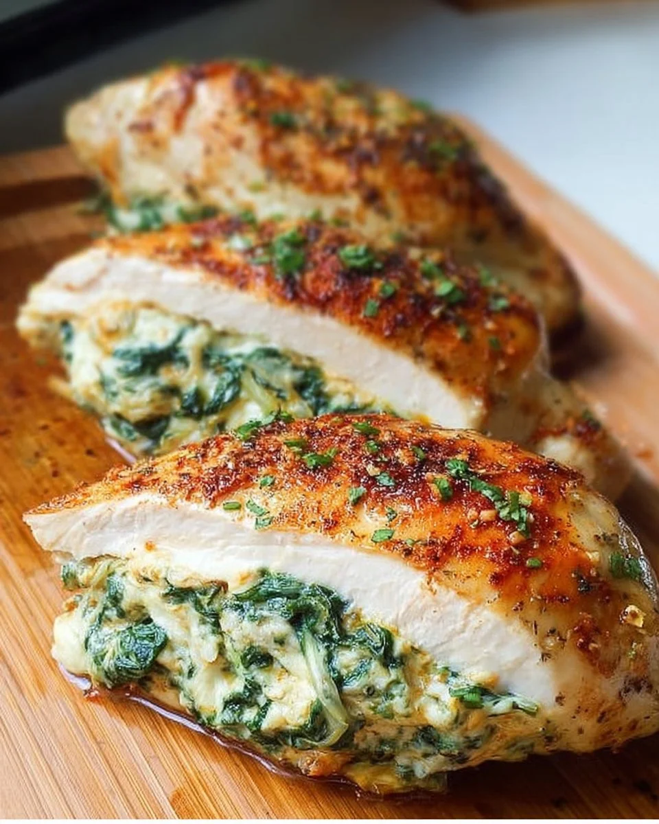 Spinach Stuffed Chicken Breasts - a healthy low carb dinner option!