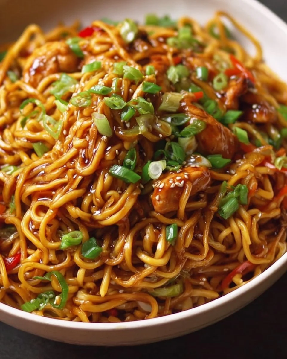 Sticky Garlic Chicken Noodles
