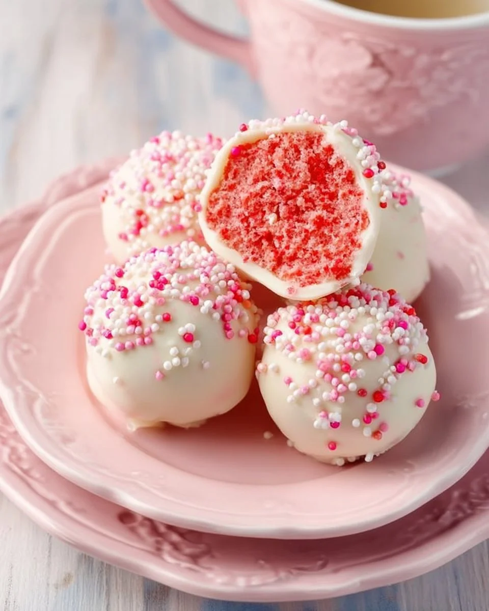 Strawberry Cake Truffles with Sprinkles