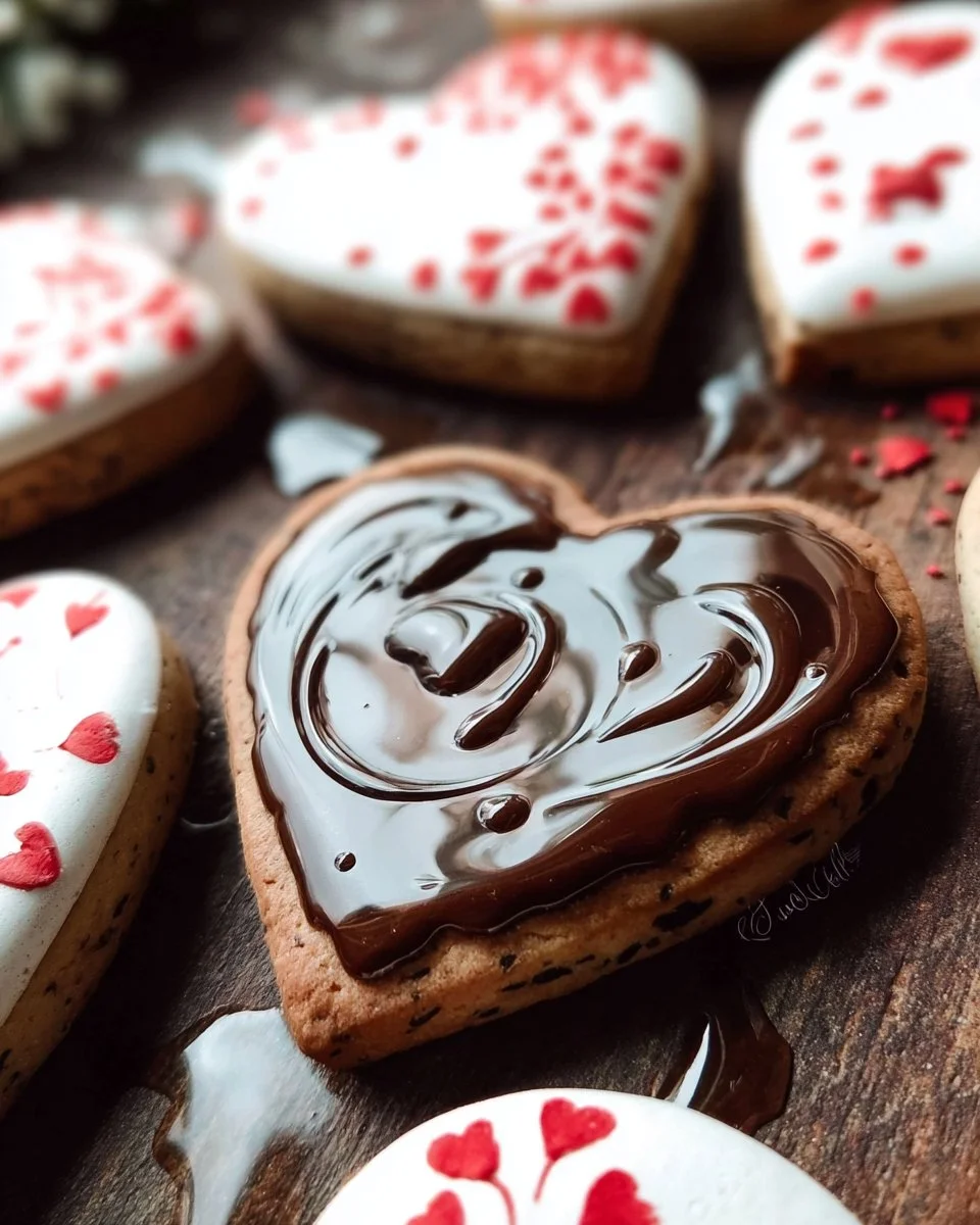 Wet on wet connecting hearts cookie