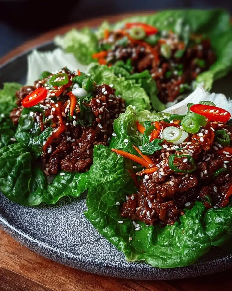 Ginger Sesame Beef Lettuce Wraps