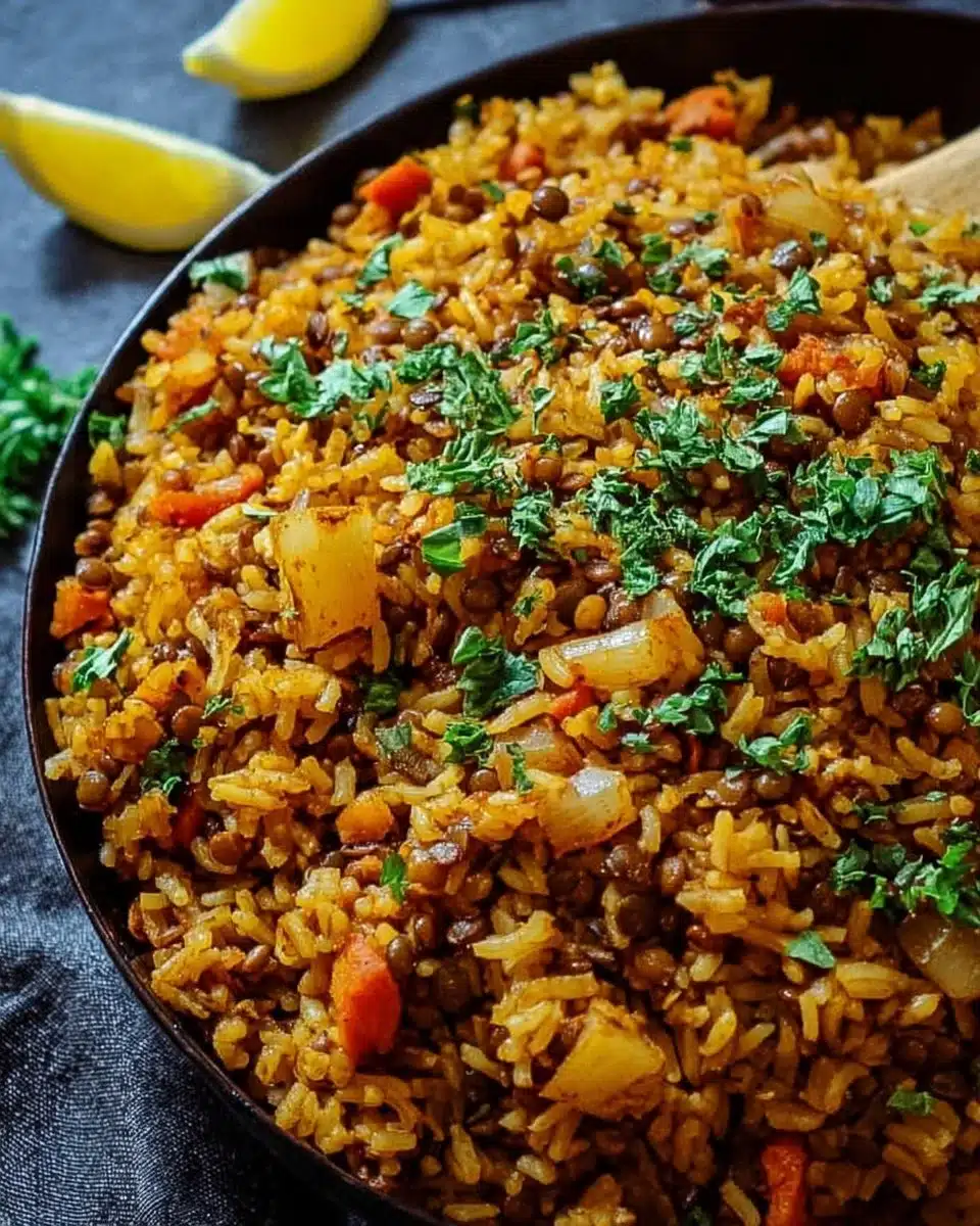 Garlicky Lentil Rice