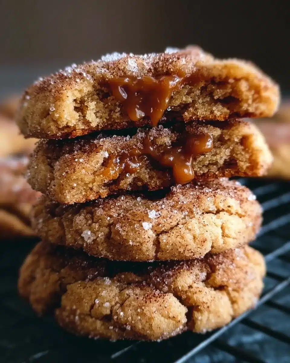 Brown sugar cookies with cinnamon and caramel topping, freshly baked and delicious.