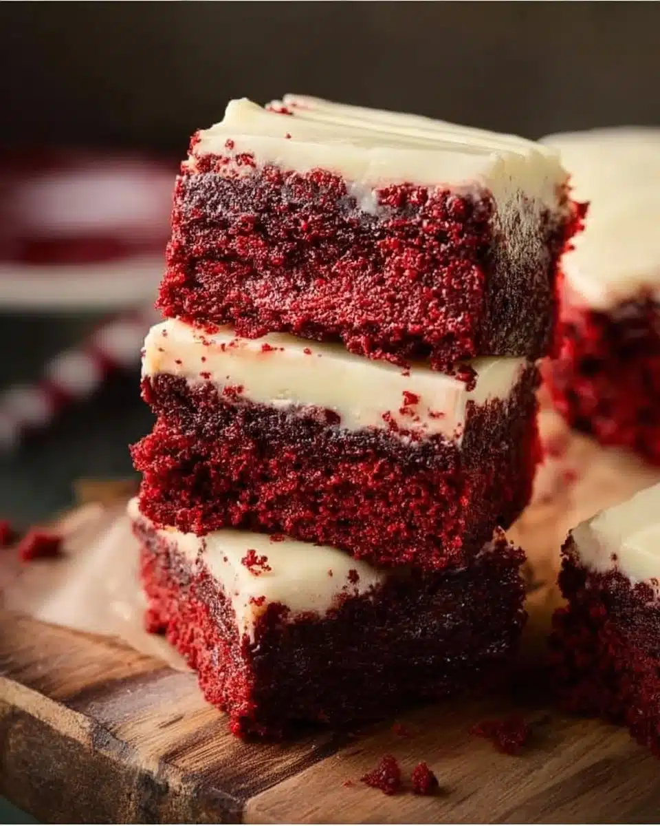 Chewy Red Velvet Brownies with Cream Cheese Frosting