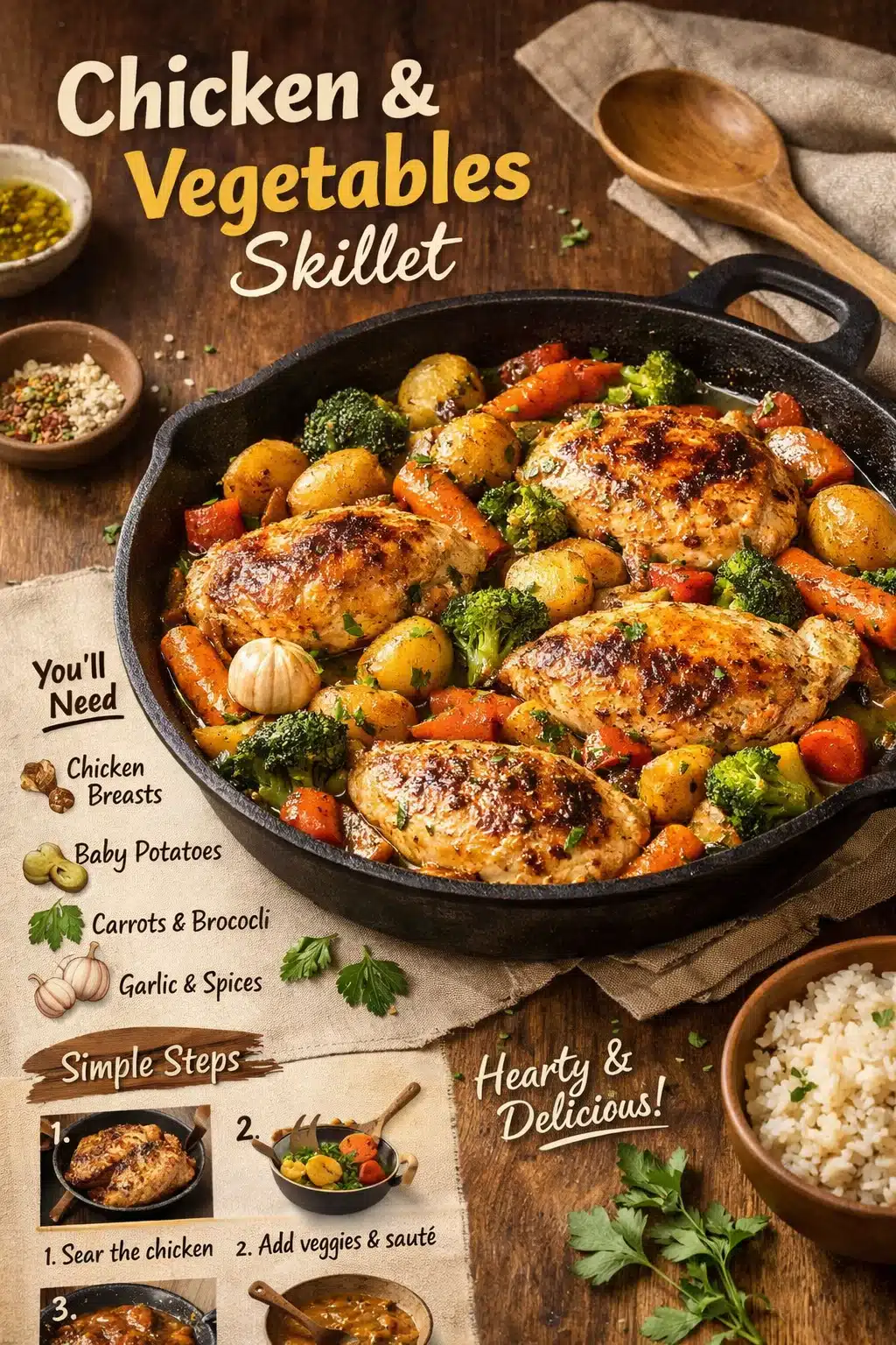Chicken and Vegetables Skillet featuring colorful veggies and juicy chicken