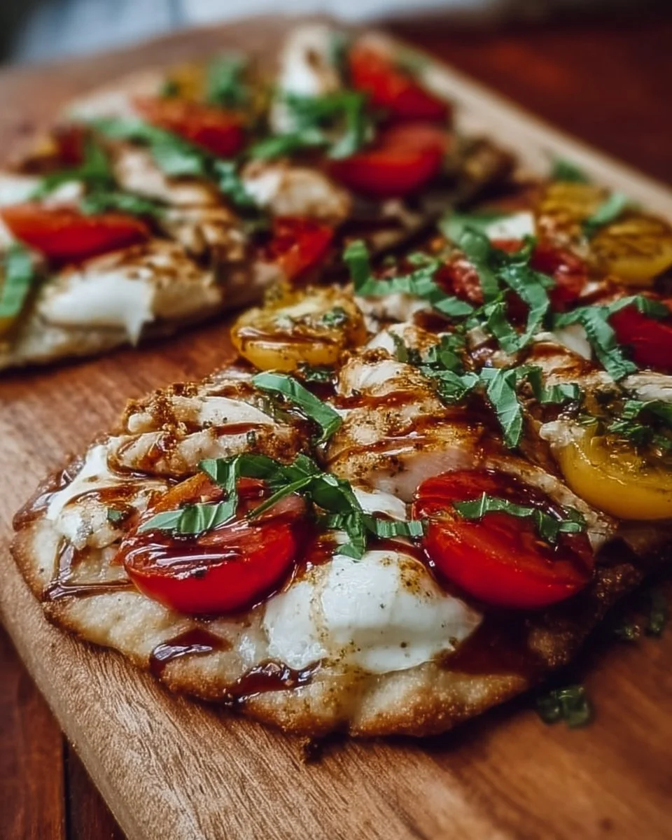 Chicken Caprese Flatbread - Recipe Flame