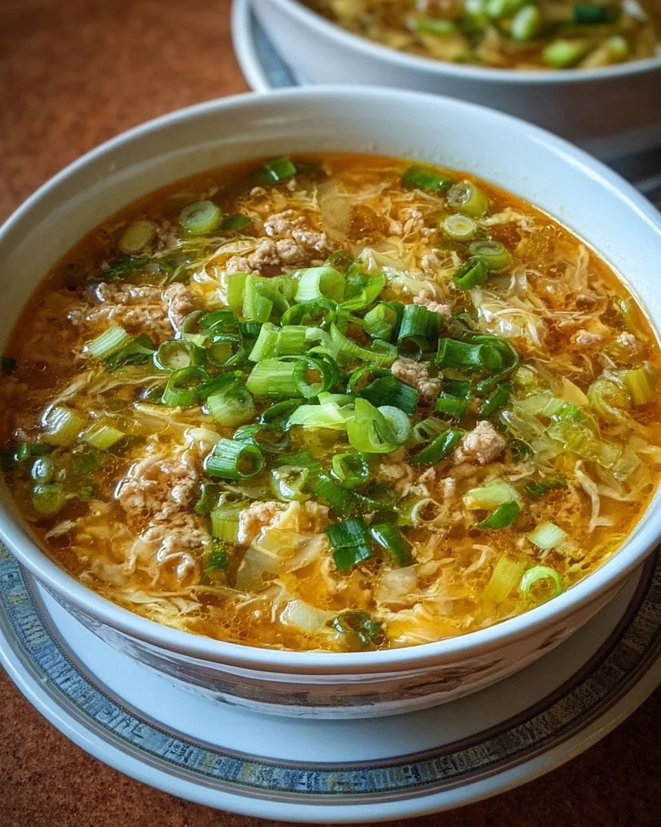 Delicious one-pot egg roll soup with vibrant vegetables and savory broth