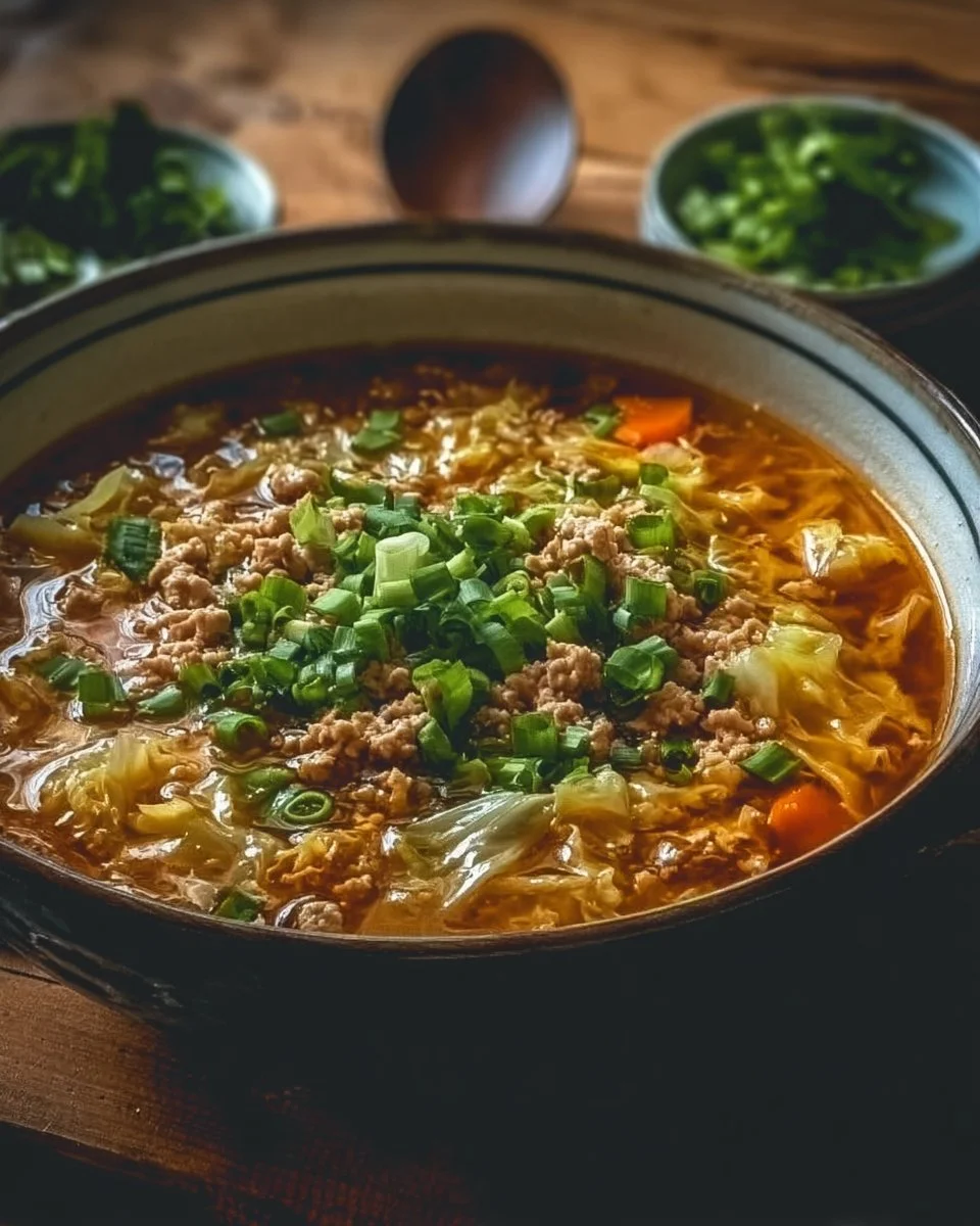 Cozy One-Pot Egg Roll Soup with Green Onions and Ginger
