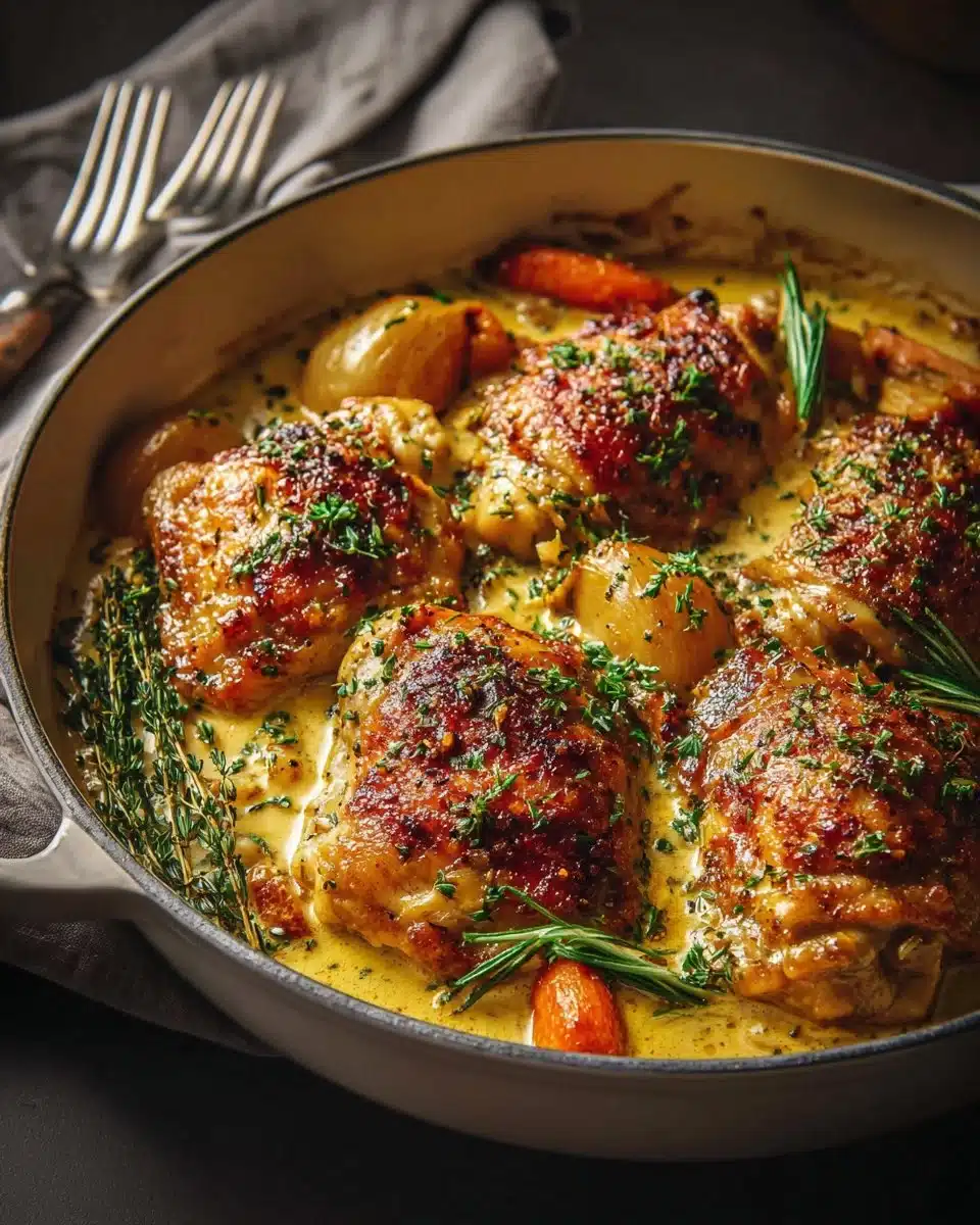 Creamy Baked Dijon Chicken Thighs