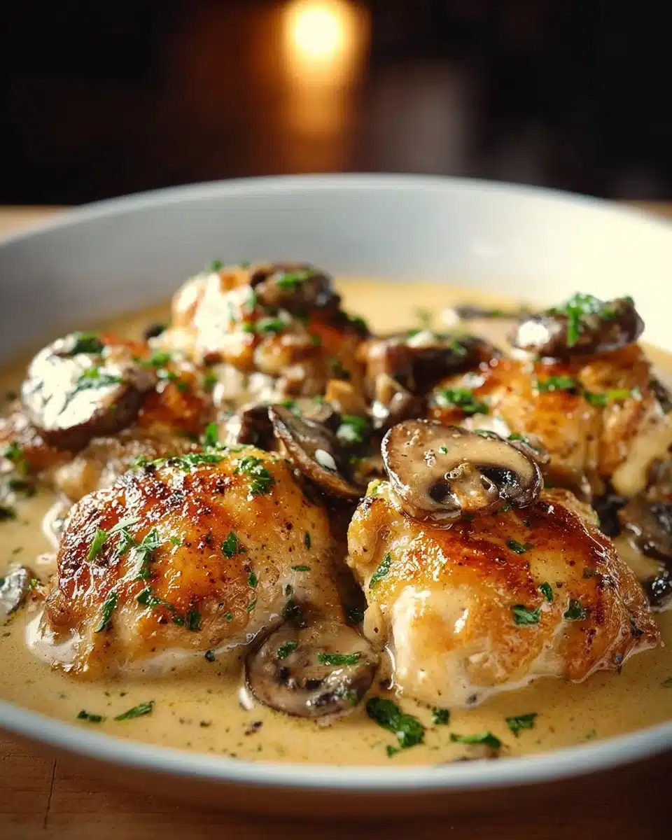 Creamy Garlic Mushroom Chicken Thighs