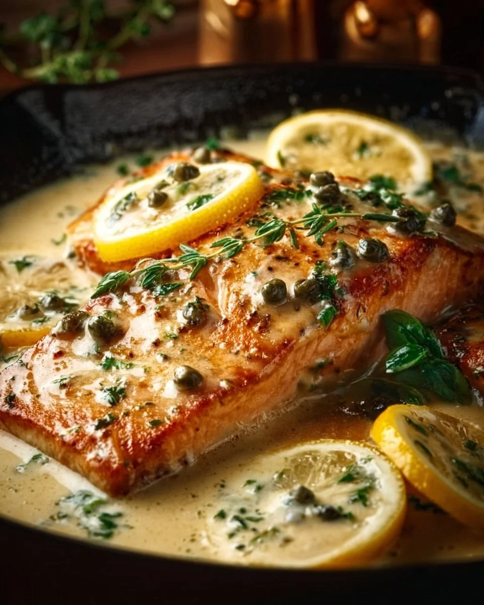 Creamy Lemon Garlic Salmon Piccata