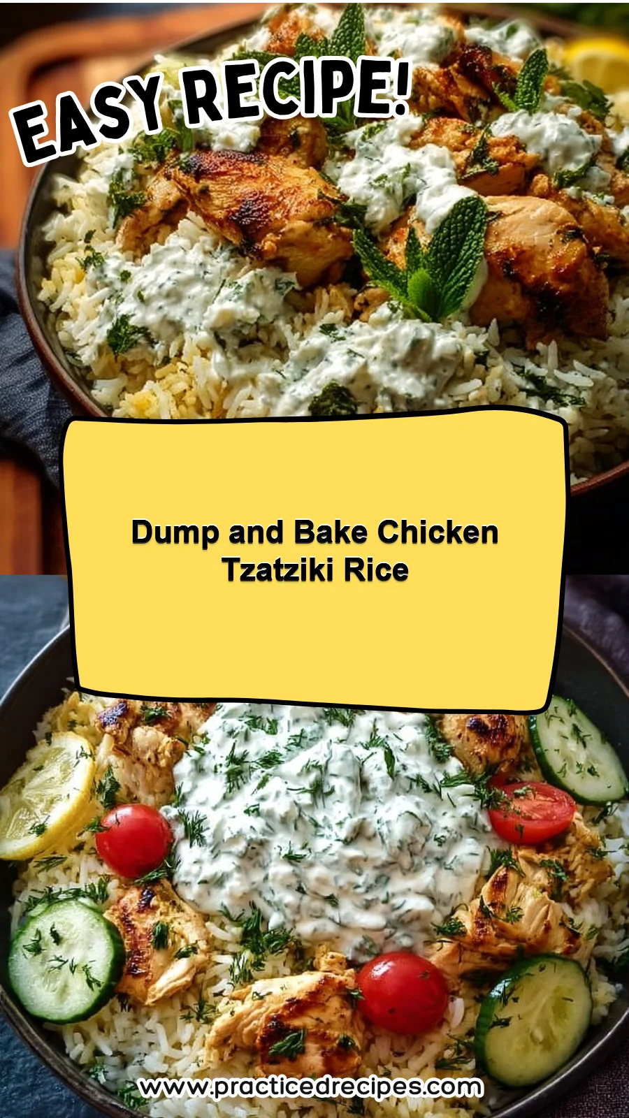 Dump and Bake Chicken Tzatziki Rice