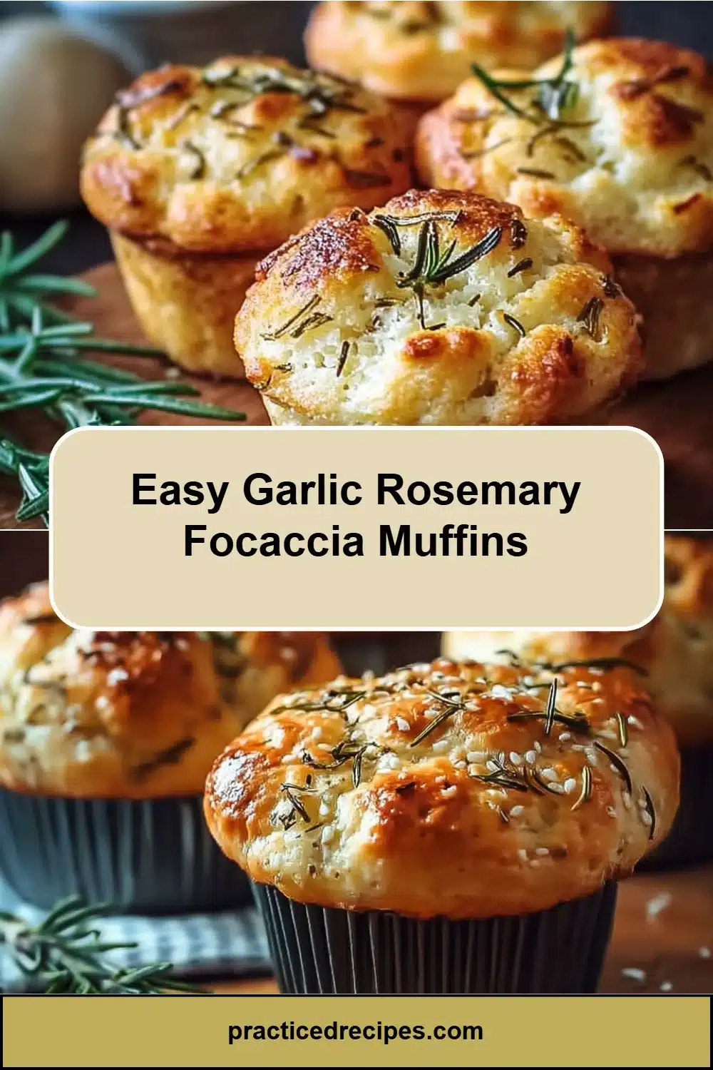 Easy Garlic Rosemary Focaccia Muffins