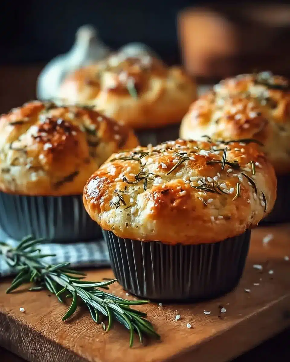 Easy Garlic Rosemary Focaccia Muffins