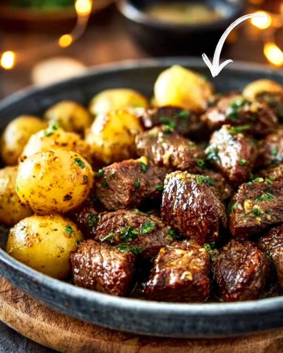 Garlic Butter Beef Bites with Potatoes