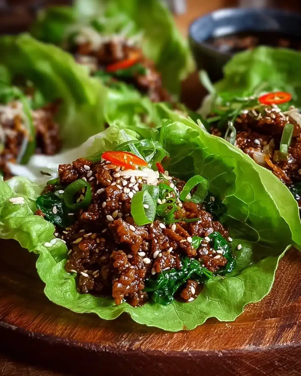 Ginger Sesame Beef Lettuce Wraps
