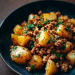 Ground turkey cooked with potatoes in a delicious and healthy dish