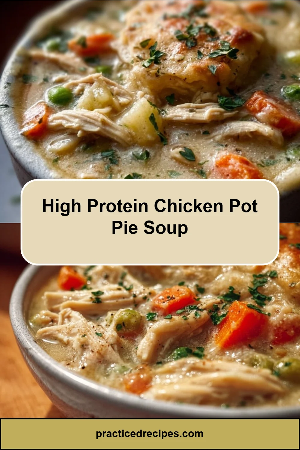 High Protein Chicken Pot Pie Soup