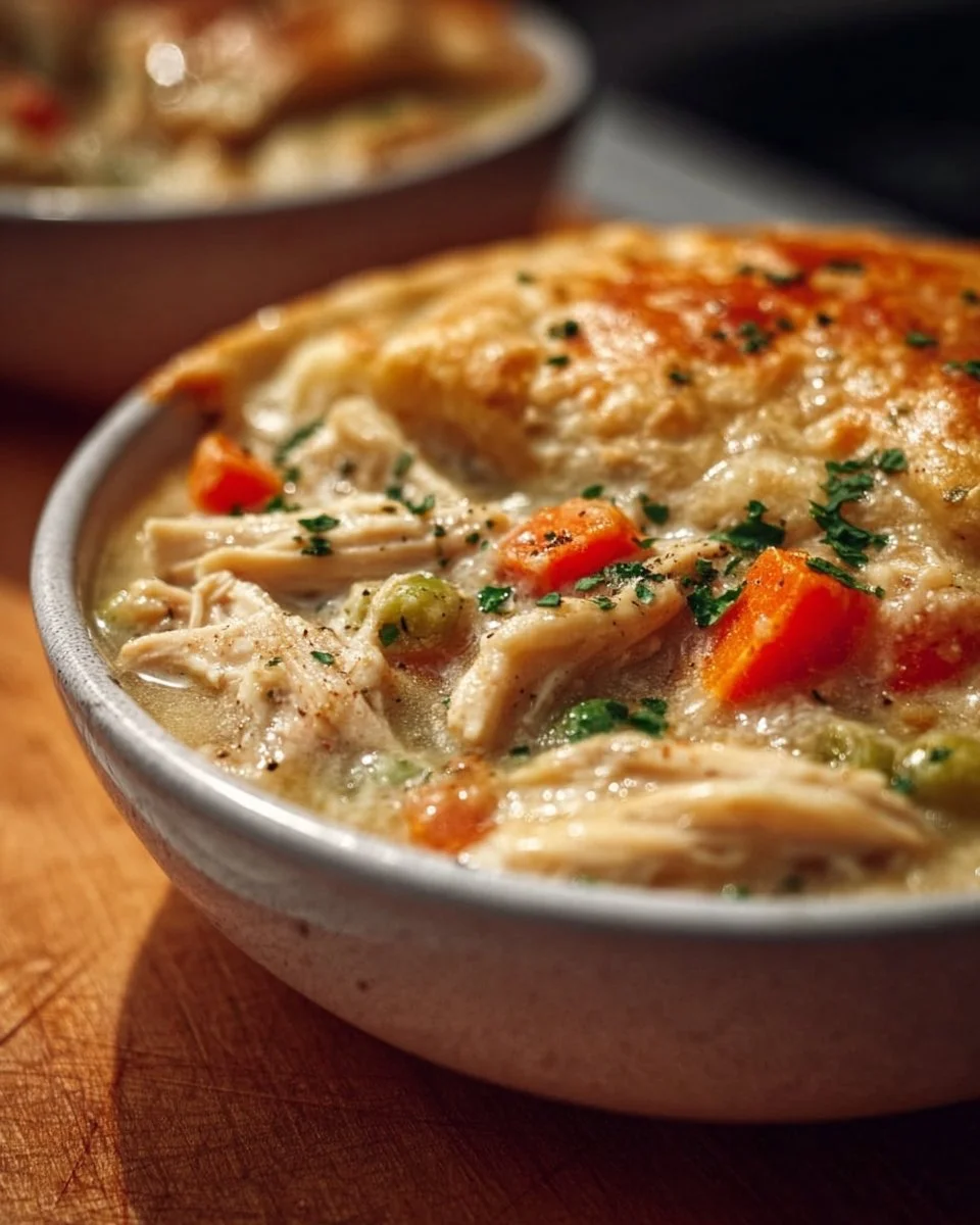 High Protein Chicken Pot Pie Soup