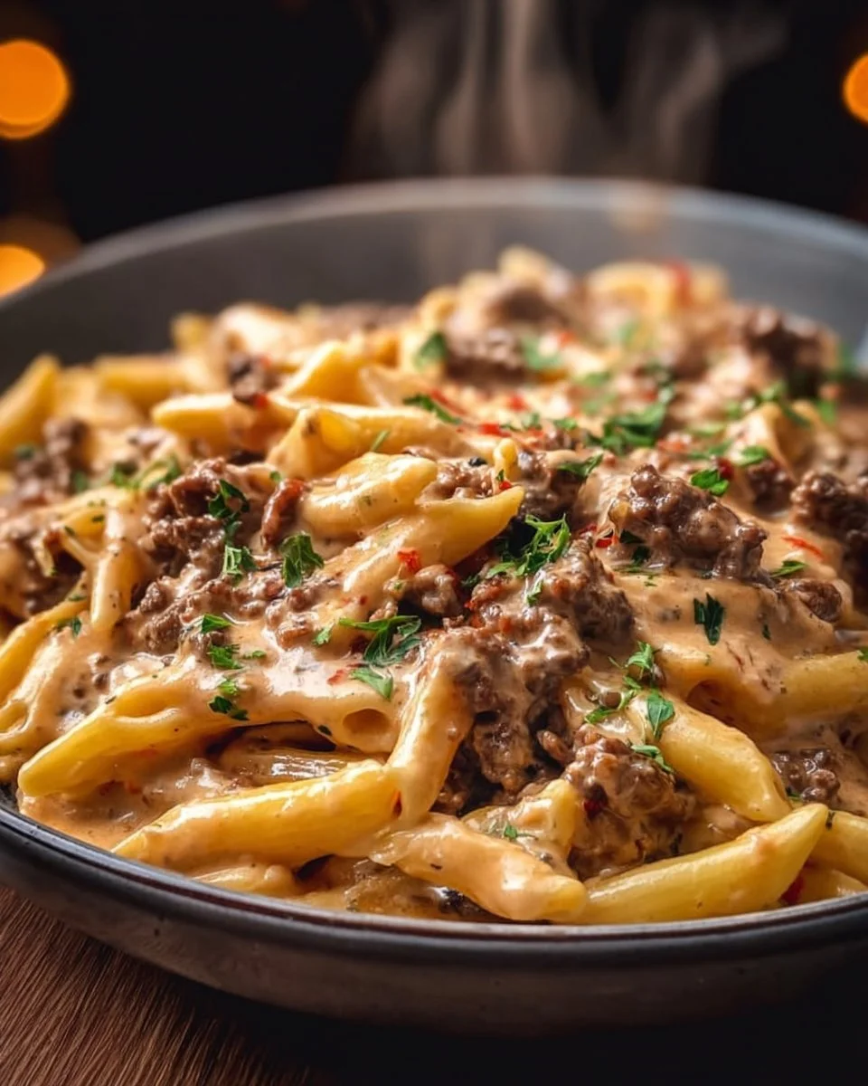 High Protein Creamy Beef Pasta
