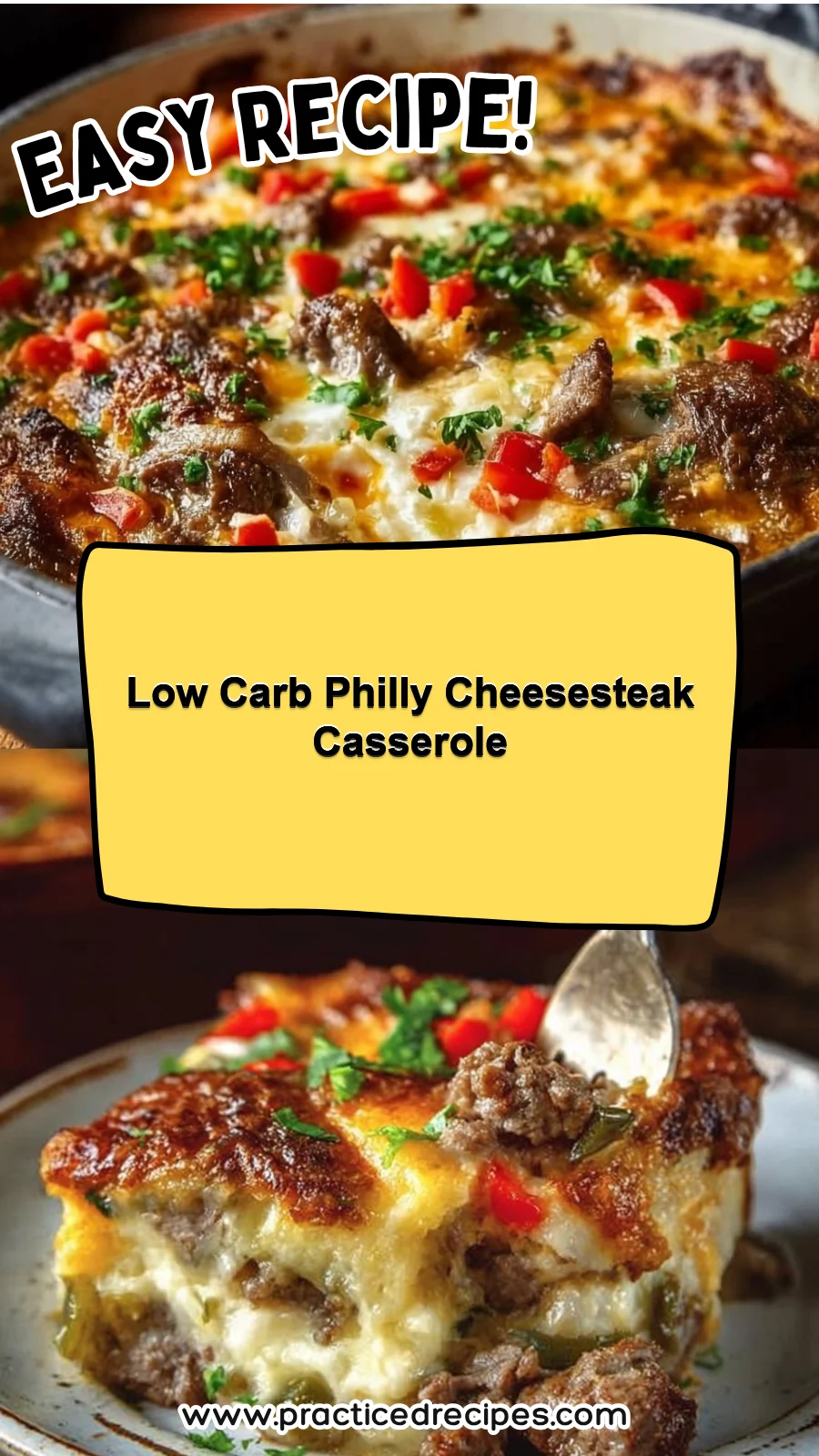 Low Carb Philly Cheesesteak Casserole
