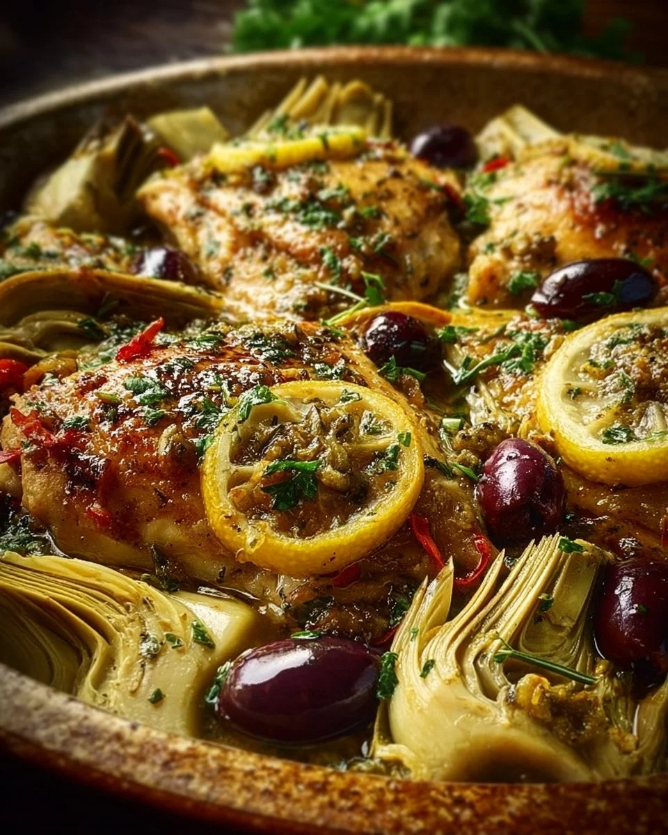 Mediterranean Lemon Chicken with Artichokes & Olives