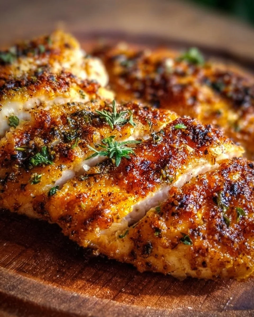 Tender and juicy melt in your mouth chicken breast dish served with herbs