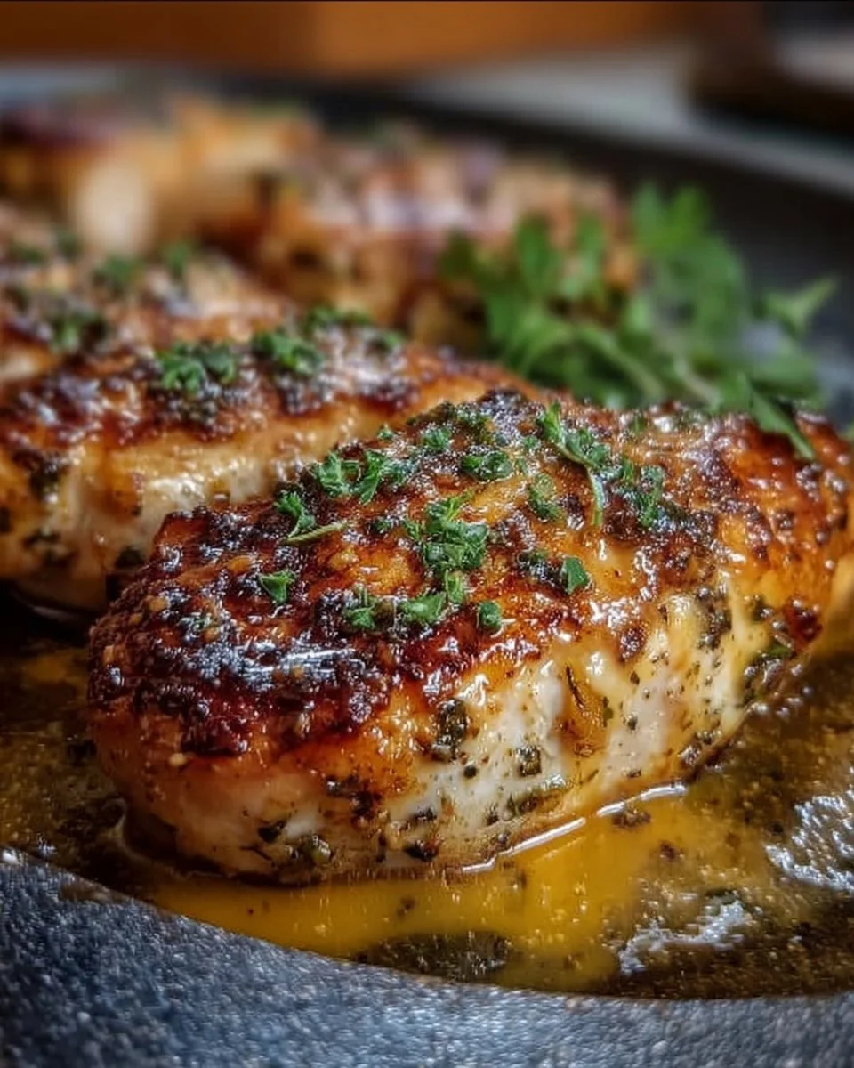 Melt in your mouth chicken breast served with fresh herbs and side dishes
