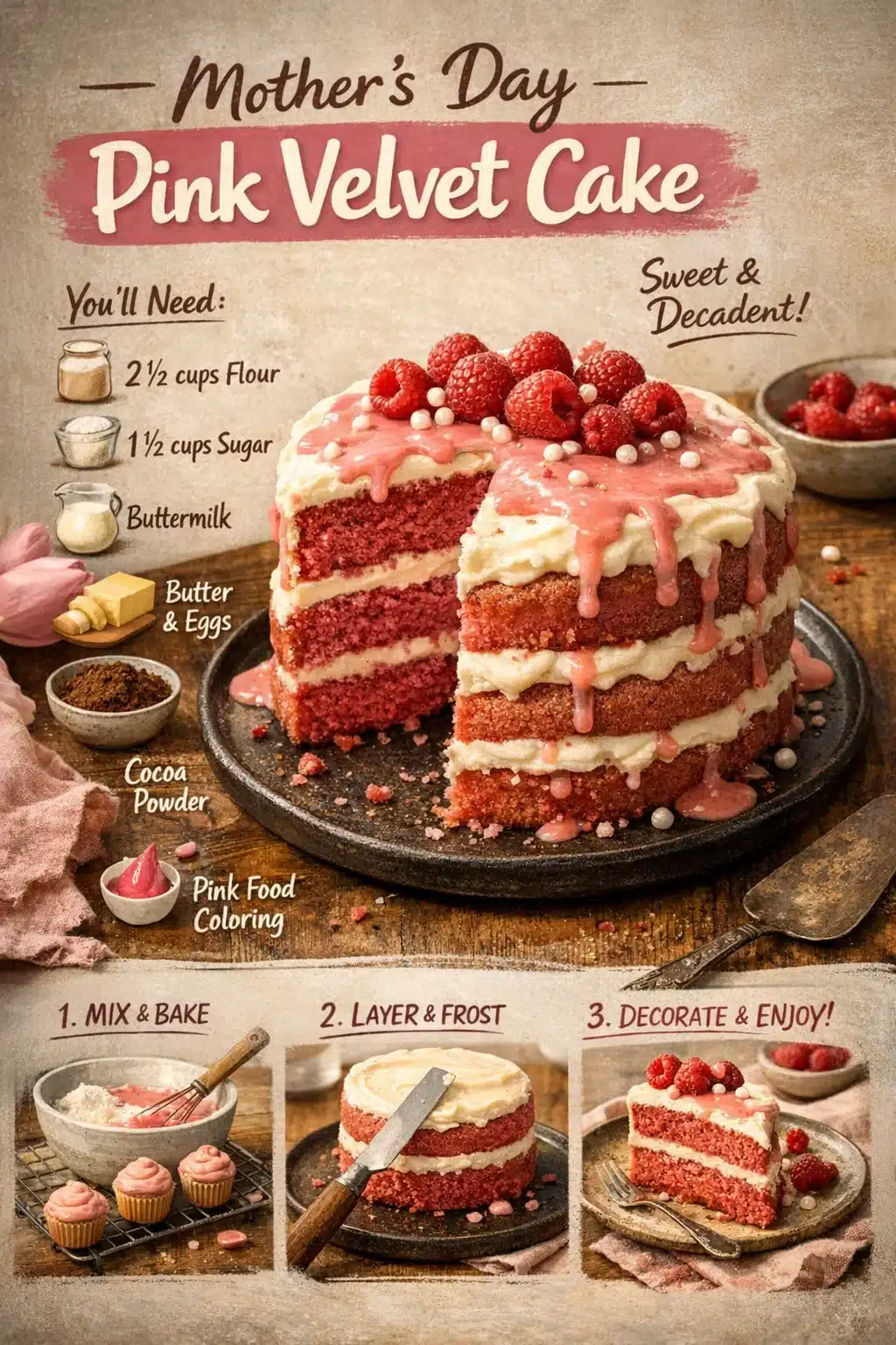 Mother's Day Pink Velvet Cake